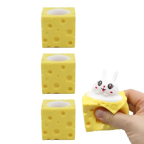 1/3/6/12 Stück Pop-Up Hase Karotte Quetschspielzeug Angstlinderung Poppender Hase Käse Fidget Spielzeug Langsam aufsteigend Entspannung Stressball Osterkorb Füllmaterial