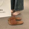 Vintage Casual Flat-bottomed Woven One-word with Open-toed Slippers for Women's Summer Wear Bohemian Seaside Vacation Beach Shoes