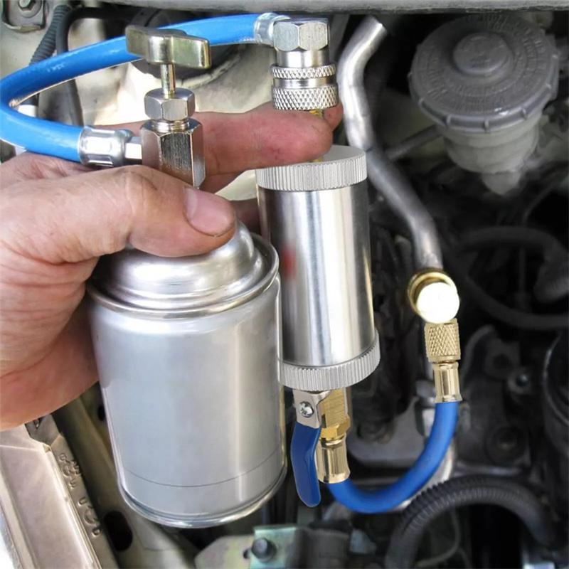R12 R134A R22 Air Conditioning Car Oil Injection Dye Injection Tool 2 Ounce 1/4" Pure Liquid Oil Coolant Filler Tube