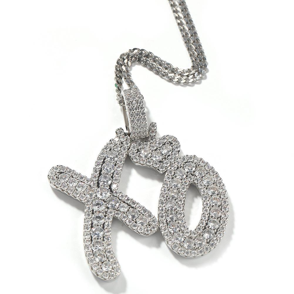 XO Heart Letter Pendant Necklace for Couples – Trendy Hip Hop Style