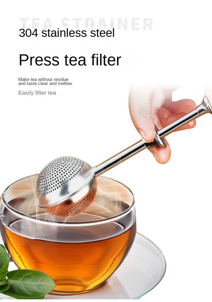 1Pc,304 stainless steel tea leak ball press telescopic semi-leakage tea filter tea filter tea filter tea filter