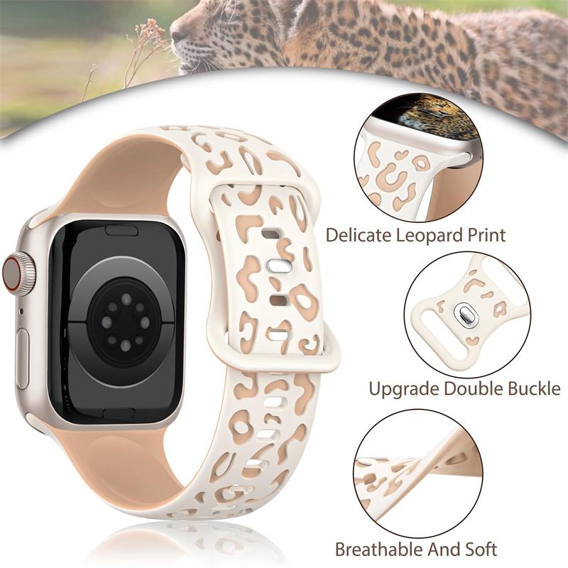 Glass+Case+Strap for Apple Watch Band 45mm 44mm 41mm 40mm Engraved Leopard belt for Apple IWatch Series 10 8 7 6 SE 5 46mm 42mm
