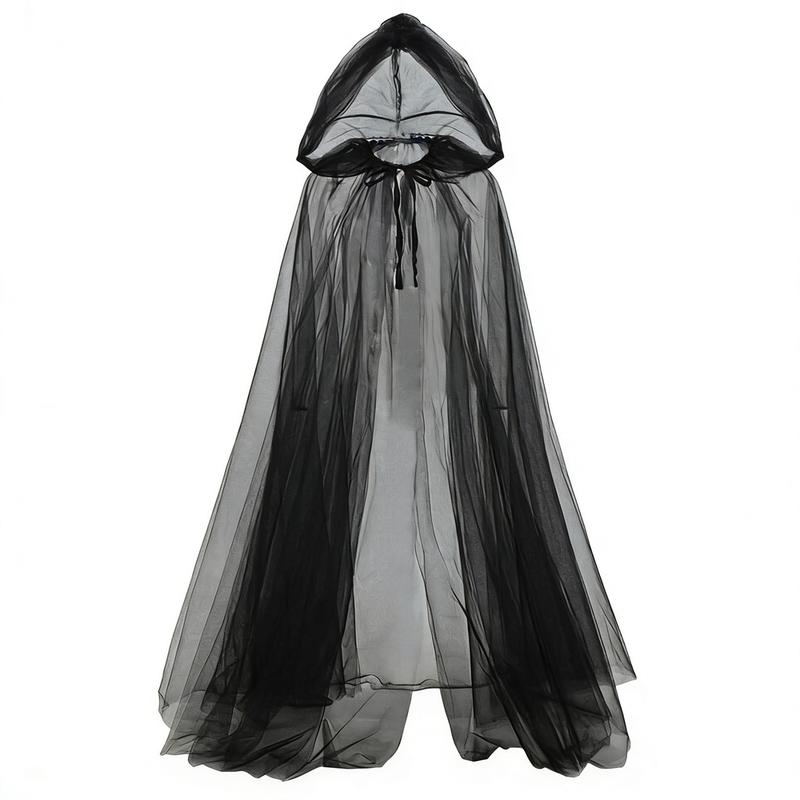 Black Bridal Shawl Witch Cosplay Cloak Halloween Cape Game Party Costume Props Holiday Dress Up Vampire Costume