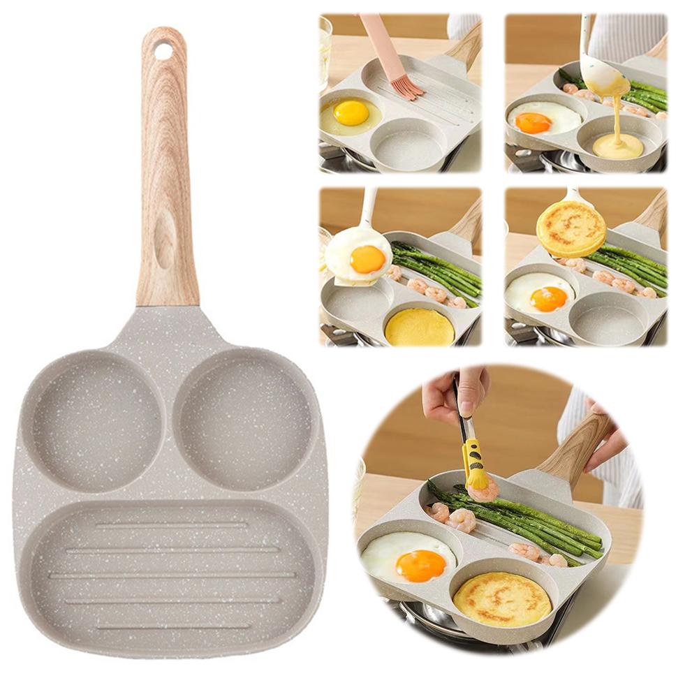 Medical Stone Frying Pan Nonstick Pancake Pan Divided Granite Omelette Skillet for Gas Stove and Induction Cookware