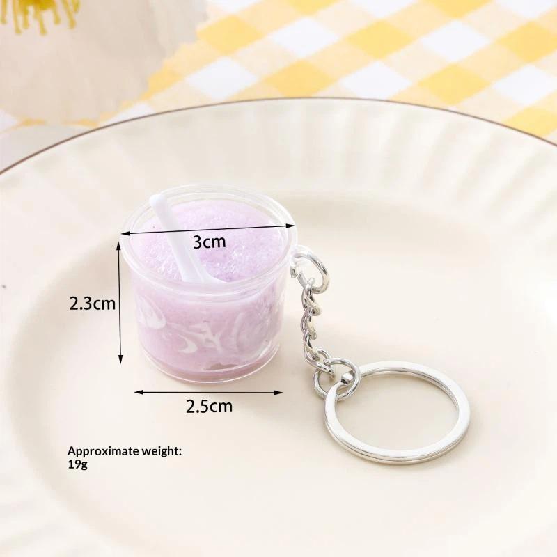 1Pcs Realistic Mini Ice Cream Soda Cup Keychains With Cherry Topping Bright Colors For Bag Decoration And Small Gifts