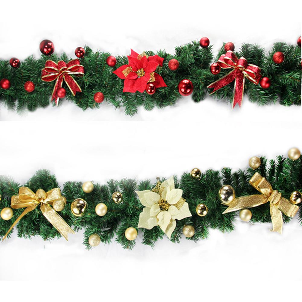 2.7M Christmas Artificial Green Garland Wreath Xmas Home Party DIY Christmas Decoration Pine Tree Rattan Hanging Decoration