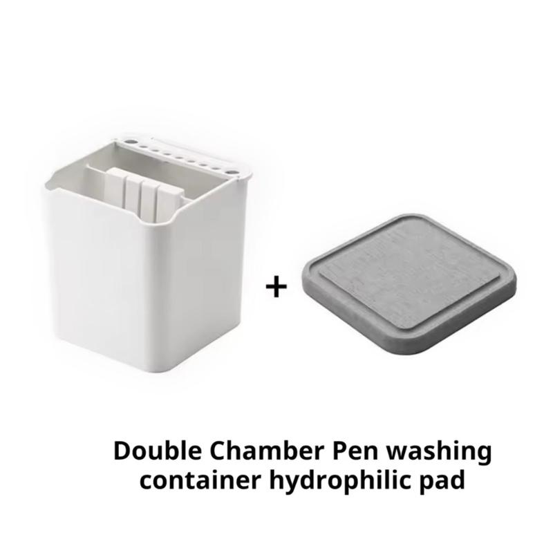 2 in 1 Modeling Brush Holders and Cleaner with Double Compartments Absorbent Pad for DIY and Hobbies Painting Enthusiasts