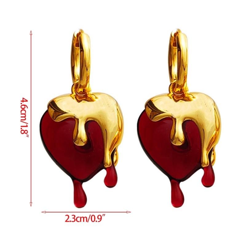 Red Heart Water Drop Dangle Earring Women Jewelry Valentines Day Gifts
