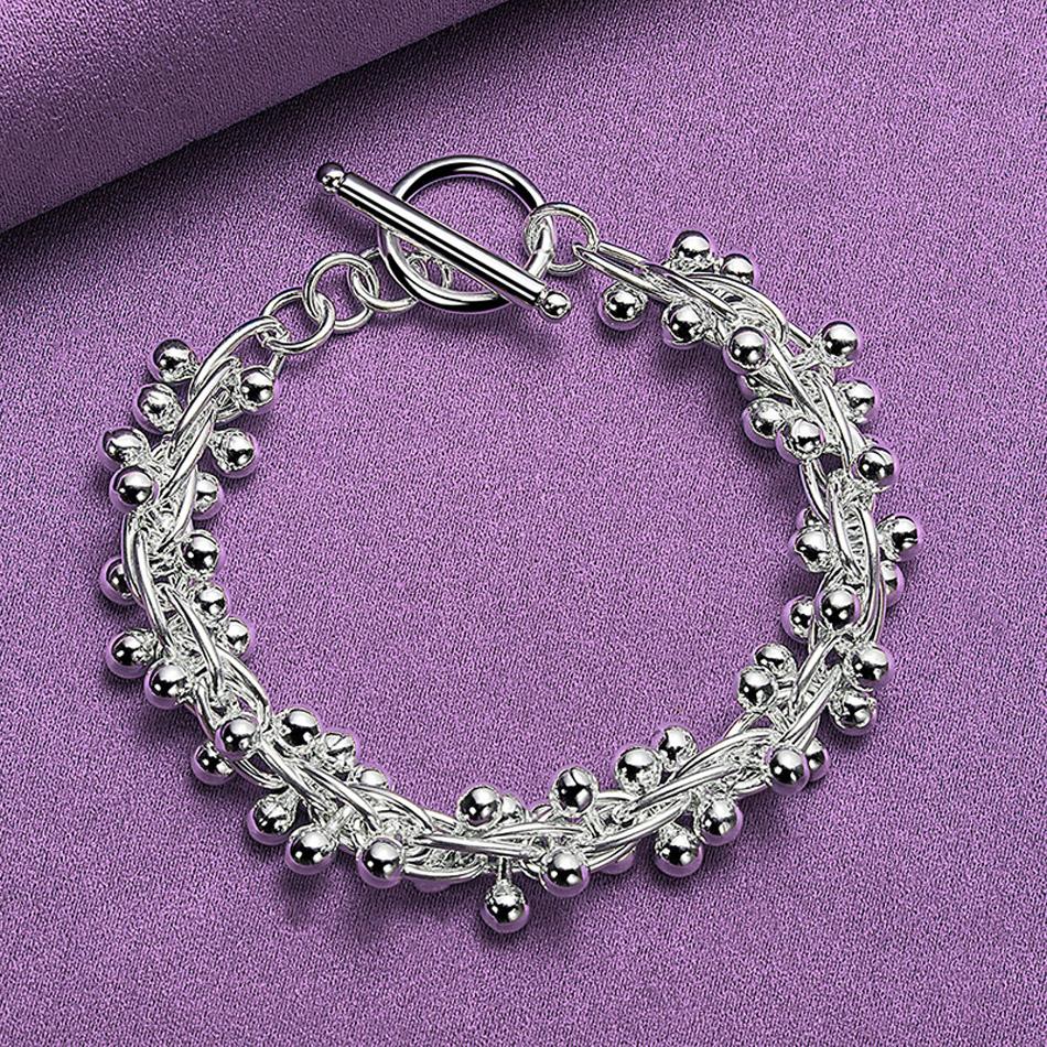 

CHSHINE 925 стерлингового серебра виноград бусины цепочка браслет мода шарм свадебная вечеринка высокое качество для женщин ювелирные изделия 20CM 8inches