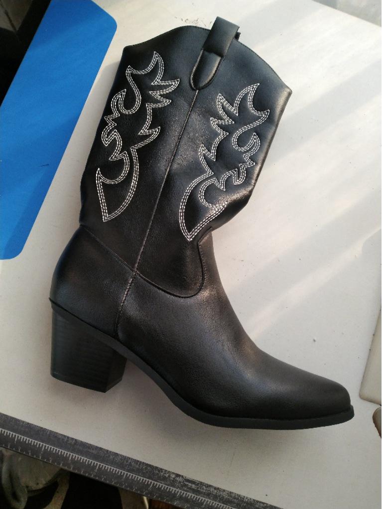 2024 Plus Size White Western High-Heeled Over-the-Knee Cowboy Boots for Women