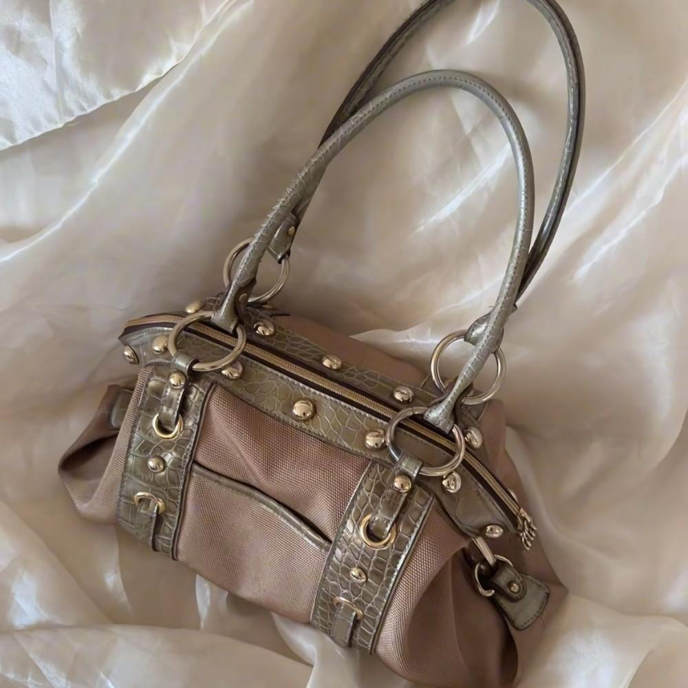 New Y2K Patchwork Shoulder Bag Riveted Design Large Capacity Underarm Bag Handbags Women Casual Wear