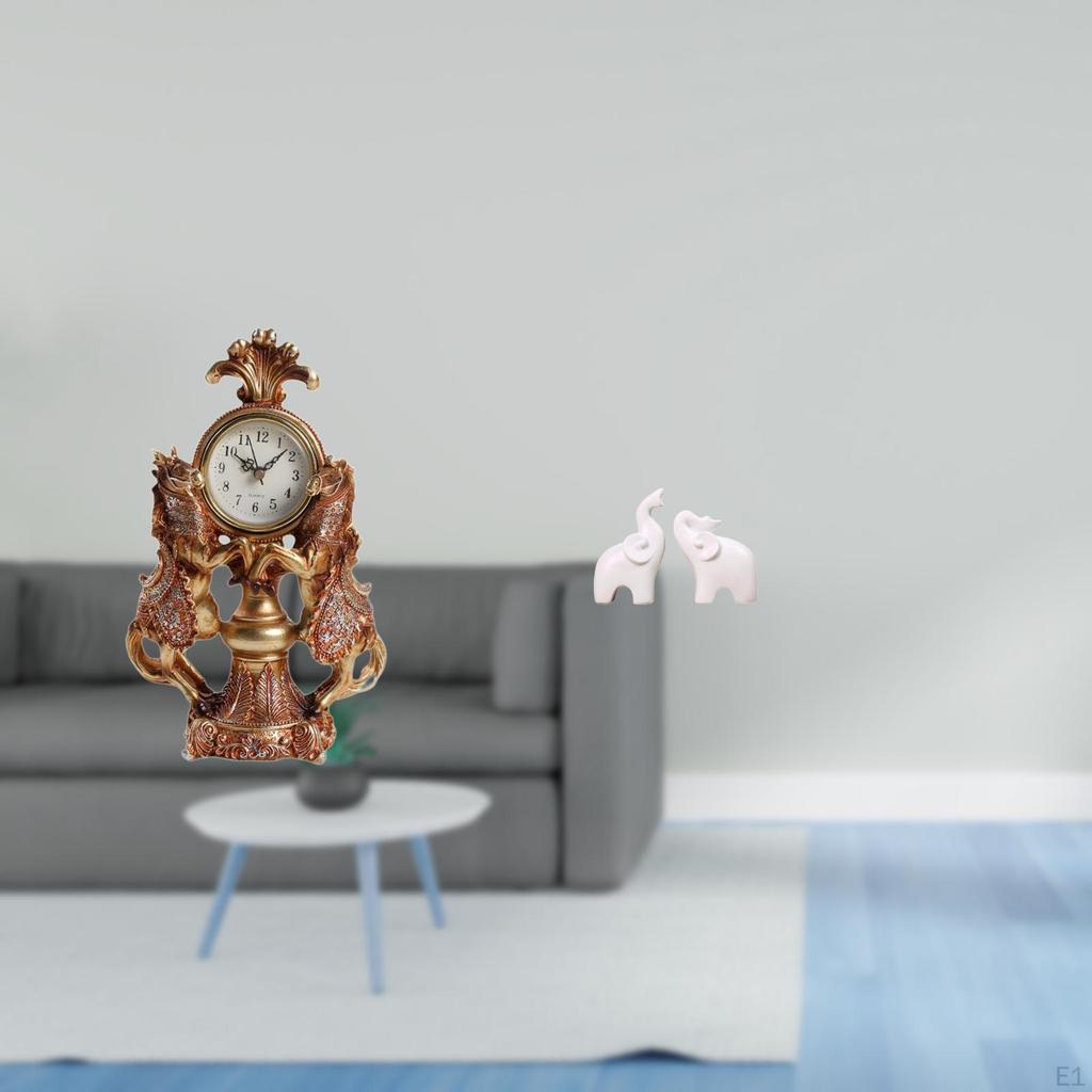 Horse Elephant Clock Figurine Desktop Decoration Crafts Collection Statue Animal Tabletop Ornaments