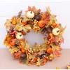 Thanksgiving Pumpkin & Pine Cone Wreath: Autumn Door & Window Decor with Berry, Maple Leaf, Vine, and Wall Ornament