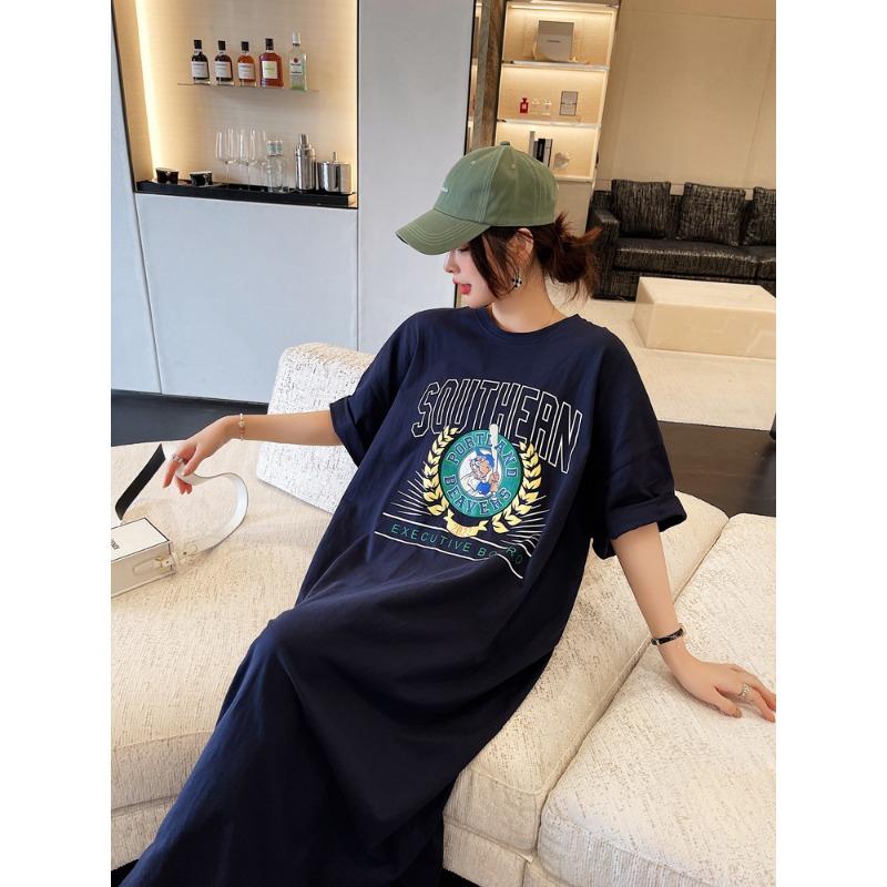 YYFS Dámská móda Léto Jaro 1/2 rukávy Kulatý výstřih Volný pas Ležérní šaty