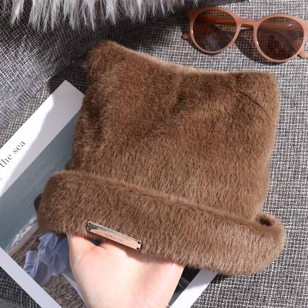 Bear Ears Cat Ears Hat Fluffy Winter Plush Hat Personality Knitted Cap  Female/Girls