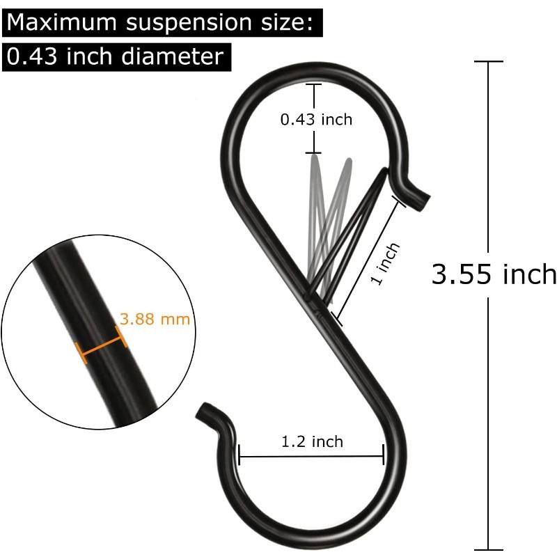 Heavy Duty Metal S Hooks with Safety Buckle,Hanging hooks,S Shaped Hooks Pot Rack Closet Hooks for Hanging