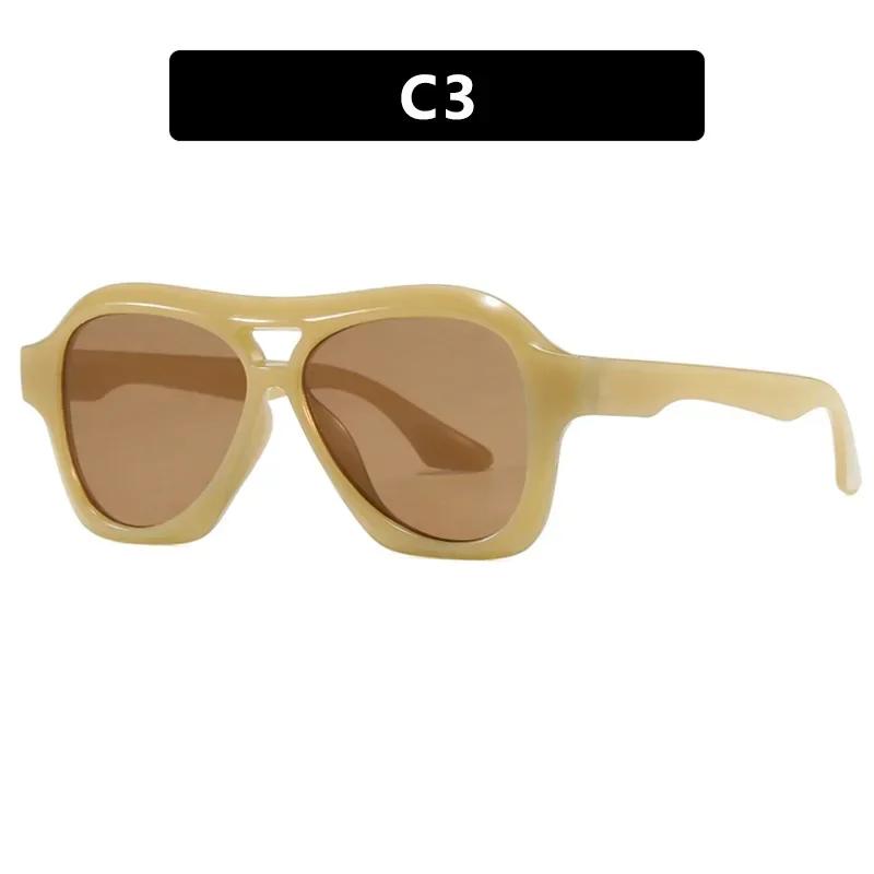 Fashion Oversized Double Bridges Pilot Sunglasses Women Retro Jelly Color Shades UV400 Men Trending Punk Sun Glasses