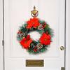 Christmas Door Decor Wreaths Realistic Hanging Wreath Garland Decoration Versatile Bow/Berry/Santa/Reindeer for Home Party Decor