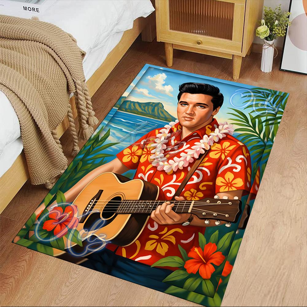 Elvis Presley Fußmatte Geeignet zur Dekoration von Zimmern Arbeitszimmern Wohnzimmern Schlafsälen Rutschfester Teppich Büros Dekorieren Perfektes Geschenk für Frauen/Männer