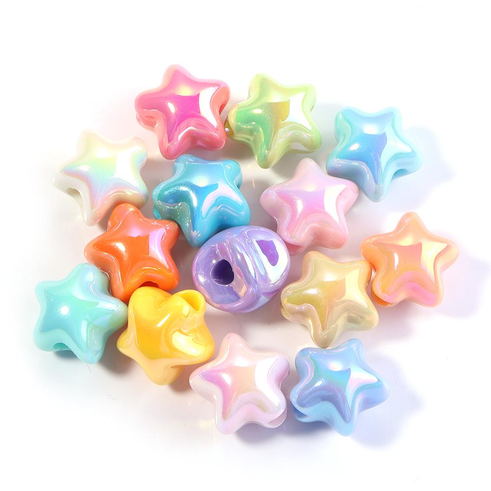 10Pcs Acrylic Macaron Color Star Beads Cute Dopamine Pentagram Loose Beads DIY Earring Necklace Bracelet Jewelry Making Finding