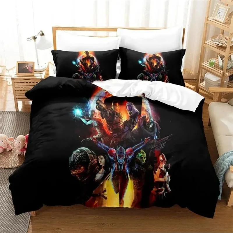 3D Print Spel Mass Effect Comfortabele Dekbed Dekbedovertrek Kussensloop Beddengoed Set Kinderkamer Decoratie Huis Textiel