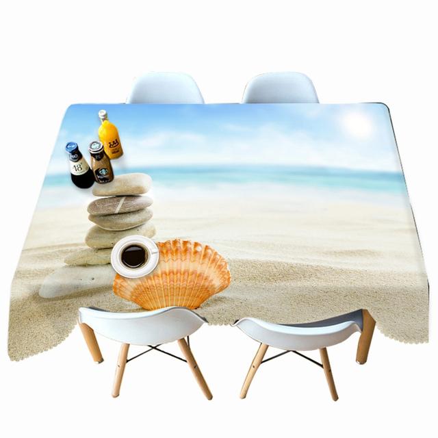 Thicken Cotton Tablecloth Starfish Imitation Wood Grain Pattern Rectangular Round Table Cloth For Wedding Picnic Party