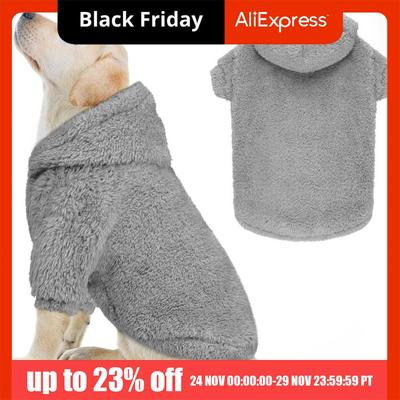 Solid Color Warm Dog Fleece Hoodie Soft Cozy Puppy Hooded Coat Double-Sided Plush Pet Fleece Costume Indoor