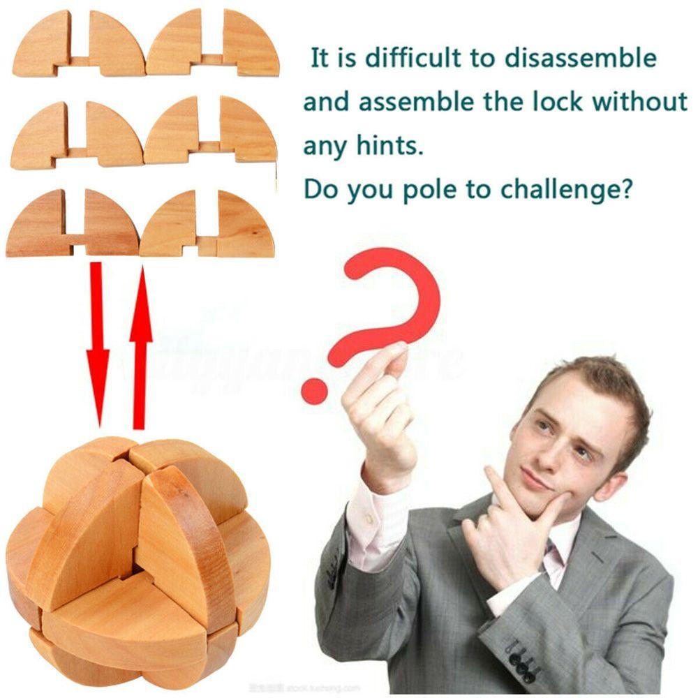 Bamboo IQ For Adults Kids Children Interlocking Puzzle Toy Brain Teaser Classic Toys Kong Ming Lock