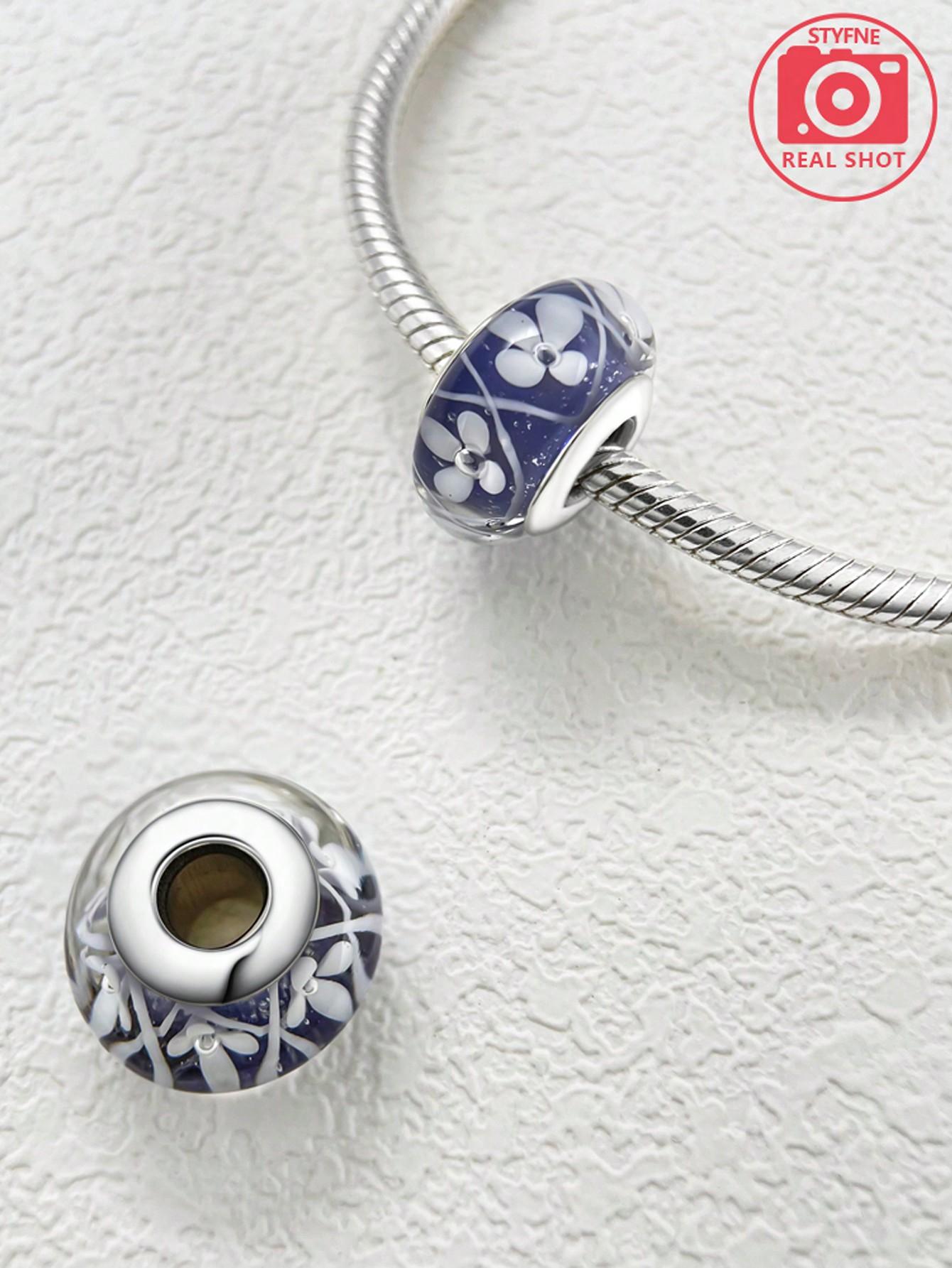 Посеребренные Аутентичные Шармы-Подвески Шармы из стекла Морского Цвета Совместимые с Браслетами Женские Украшения Подарок