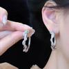 Temperament Personality Shiny Zircon Snake Winding Silver Stainless Steel Hoop Earrings for Women Exquisite Fashion Jewelry Gift