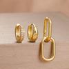3 Pieces Stainless Steel Hoop Earrings Set For Women Crystal Zircon Huggie Flower Water Drop Trendy Earring Piercing Jewelry