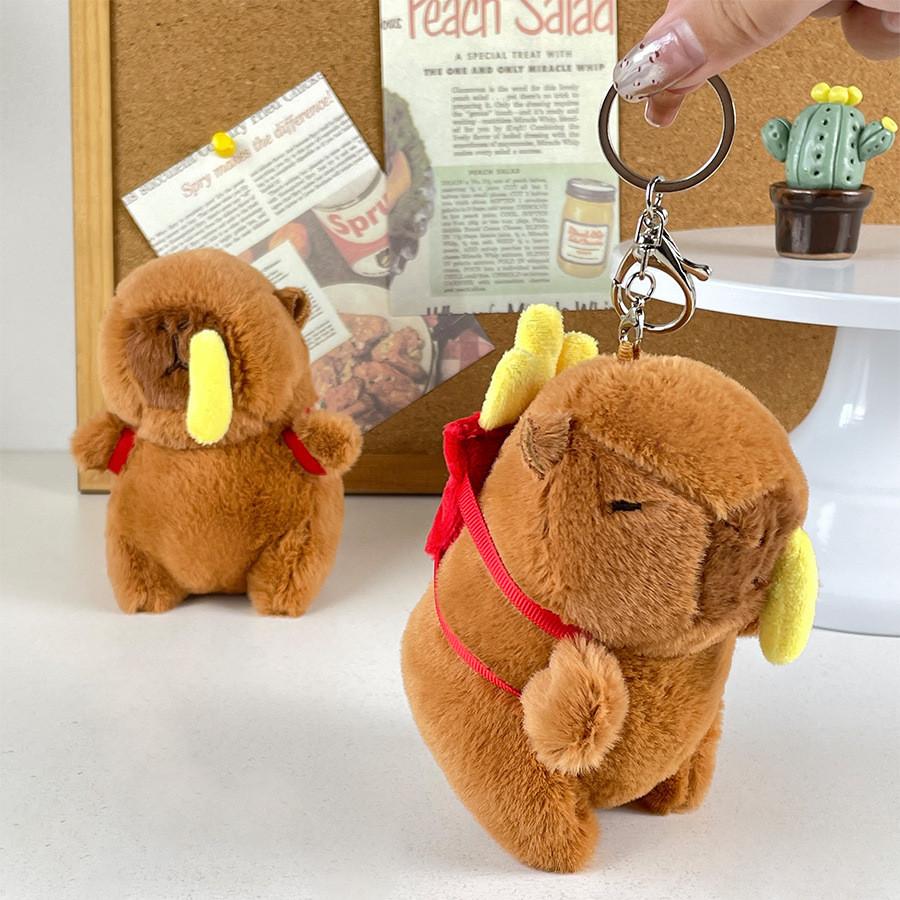 Creative Capybara Cute French Fries Plush Keychain Adorable Backpack Toy Kids For