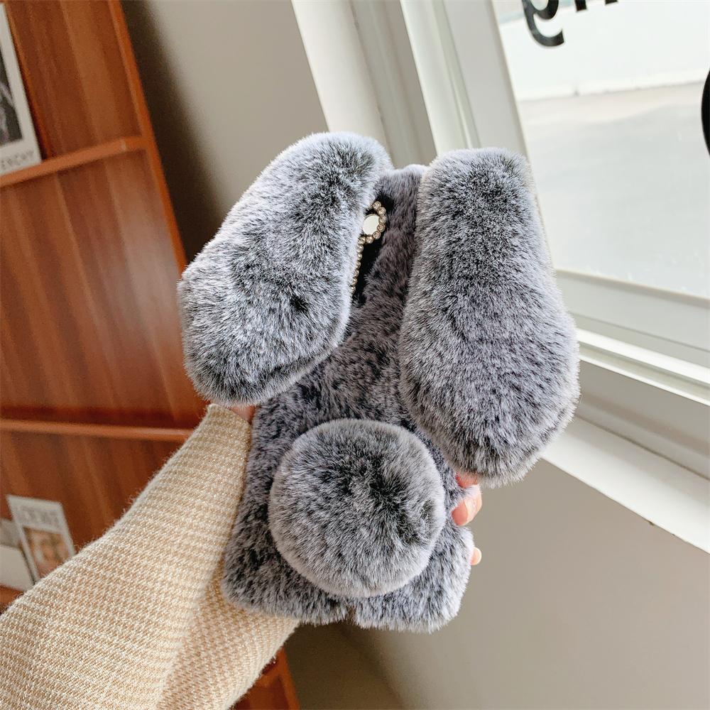 Soft Fur Phone Case For Samsung Galaxy M55s M35 M15 M54 M34 M14 M53 M33 M23 M13 M62 M52 Core Furry Rabbit Bunny Warm Plush Cover