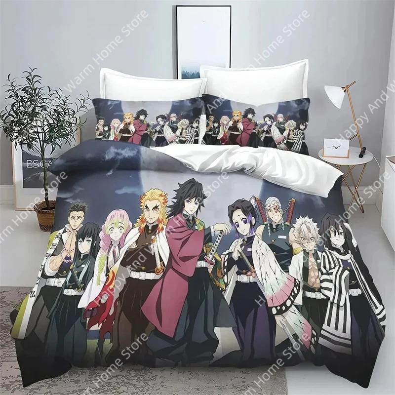 

Demon Slayer Kimetsu No Yaiba Kamado Nezuko Anime 10% Polyester Beding Set Soft with Soft Fabric Duvet Cover Set Printed Carton Home Decor 135*200cm Eu-Single