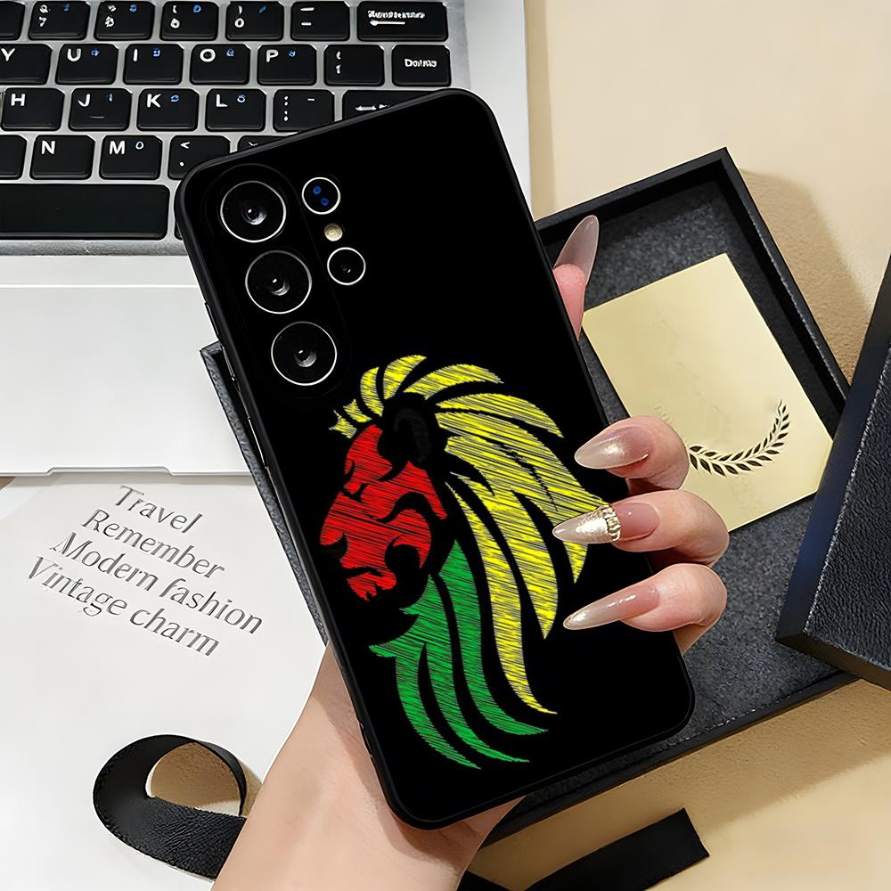 Rastafari Lion Logo Phone Case For Samsung S26 S25 S24 FE S23 S22 S21 Plus S20 Ultra Note20Ultra Black Soft Shell