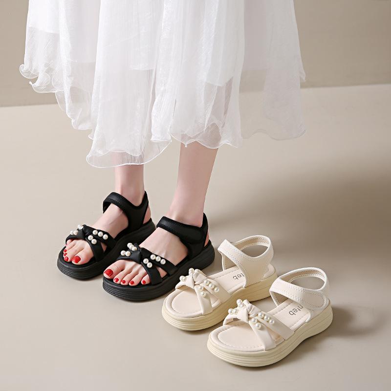 2025 New Skirt Women's Soft-soled Slippers French Sandals Summer with Super Fire Beach Roman Shoes