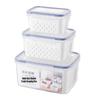 Transparent Plastic Refrigerator Storage Box with Drain Basket