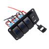 12V 24V 3 Gang Rocker Switch Aluminum Panel with Voltmeter Dual USB Fast Charging Multifuntional