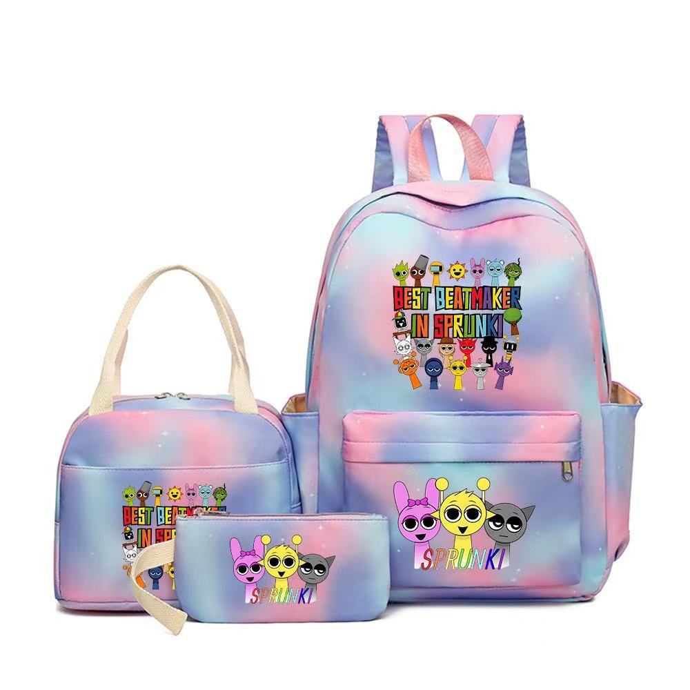 Rhythm zygote student schoolbag children's backpack backpack three-piece set