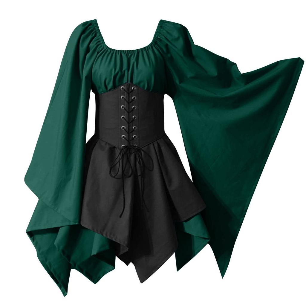 Women Fashion Long Sleeve Vintage Dress Cosplay Party Evening Night Formal Dress