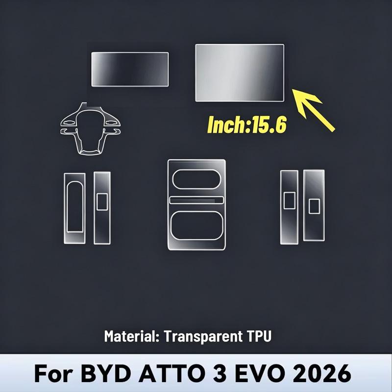 PPF Protection Film for BYD ATTO 3 EVO 2026 Matte Transparent TPU LCD GPS Navigation Gear Panel Center Console Car Accessories