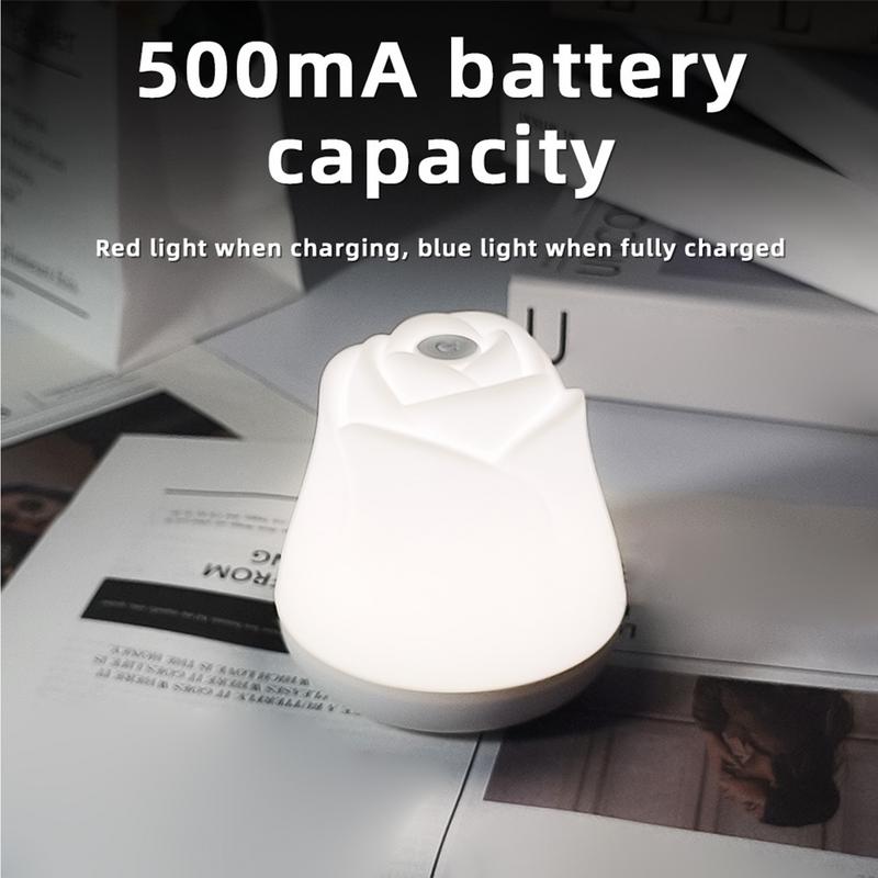 Rose Nightlight For Girls Bedroom Led Rose Table Lamp Rechargeable Rose Light Nursery Nightlight Dorm Decor For Womens Wife