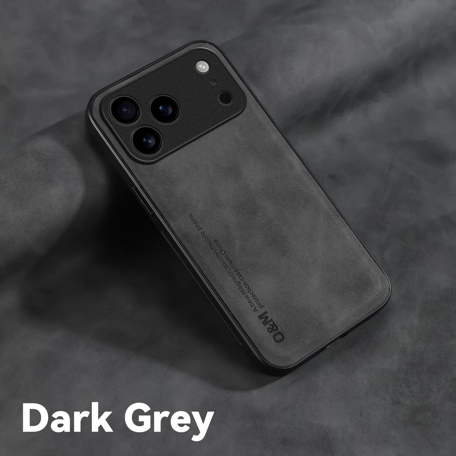 

Nubuck Leather Shockproof Magnetic Case for Apple iPhone 17 Pro Max 17 Air Protective Cover Back Shell Coque Funda iPhone17 темно-сірий колір