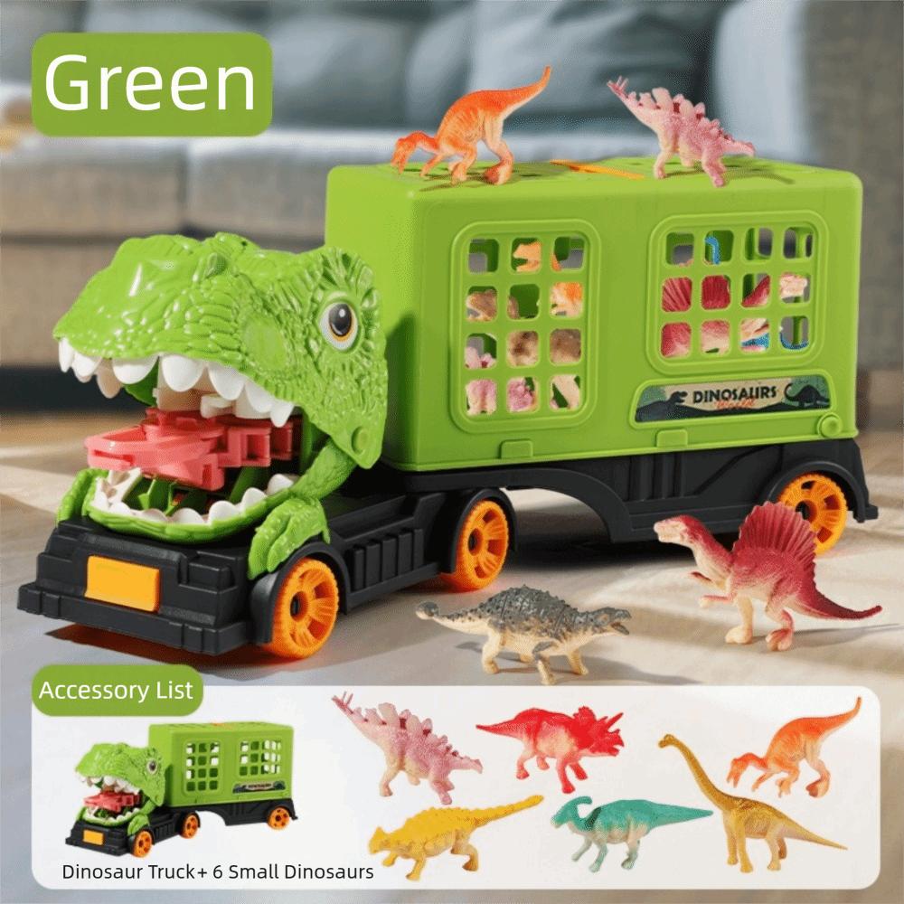 

6/12 Dinosaur Model Dinosaur Truck Toys Ejection Function Inertial Vehicle Boys Gifts Green 6PCS