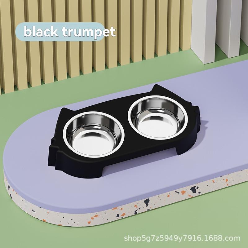Cat Bowl Stainless Steel Cute Cat Food Bowl Cat and Dog Drinking Water Double Bowl Anti knock Large Capacity Pet Supplies