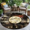 1pc Vinyl Record Round Rug Flannel Soft Non Slip Floor Mat Music Themed Decor for Living Room Bedroom Home Studio Office
