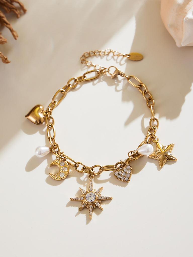 Oumaijia Zircon Star & Pearl DIY Necklace and Bracelet Set