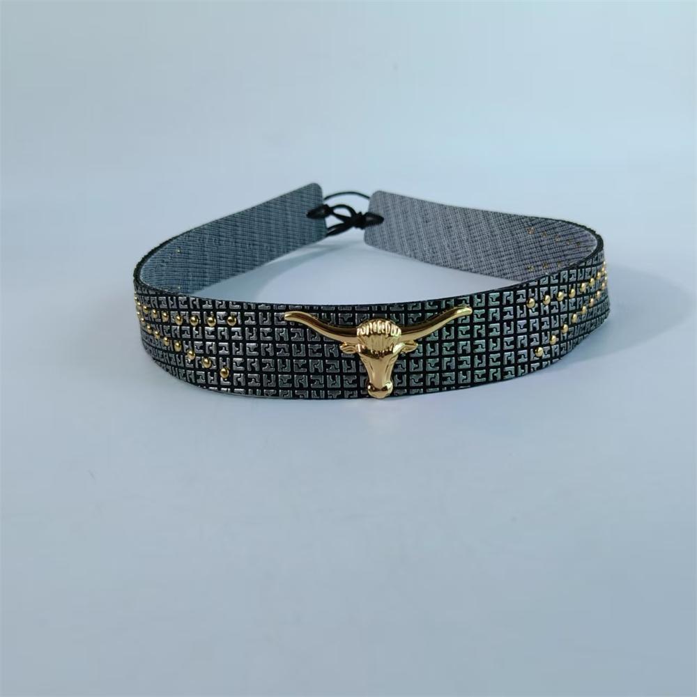 Enthic Hat Accessories Leather Belt For Hat Band Cowboy Hat Decoration Rivet Belt Straw Hat Band Bohemia Hat Accessory