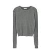 2025 Autumn/Winter Women's Slim Fit Twist Knit Grey Cotton Sweater Top
