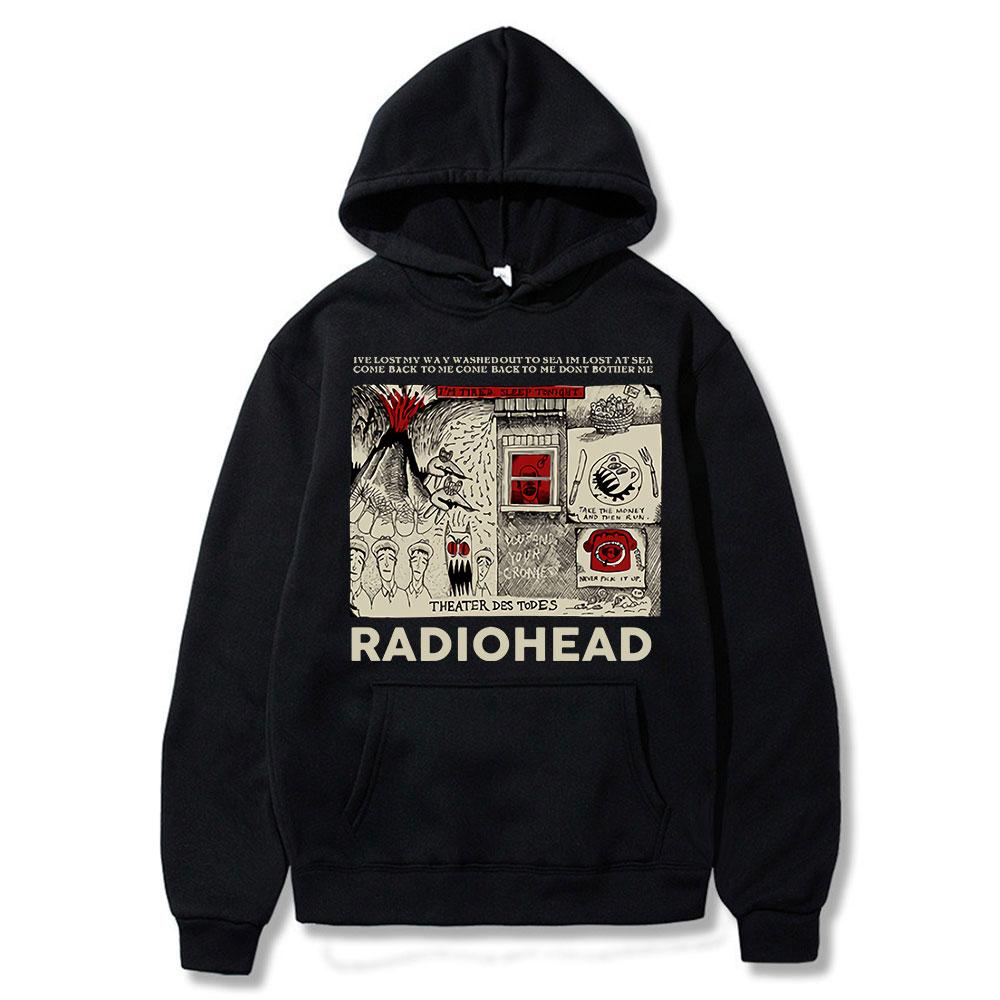 

Толстовка с принтом английской рок-группы Radiohead, унисекс, большие толстовки с капюшоном, винтажный пуловер с музыкальным альбомом в стиле хип-хоп, уличная одежда унисекс 2XL